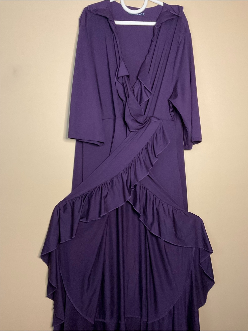 Plus Size Ruffled Wrap Maxi Dress in Deep Purple - Picture 6 of 6